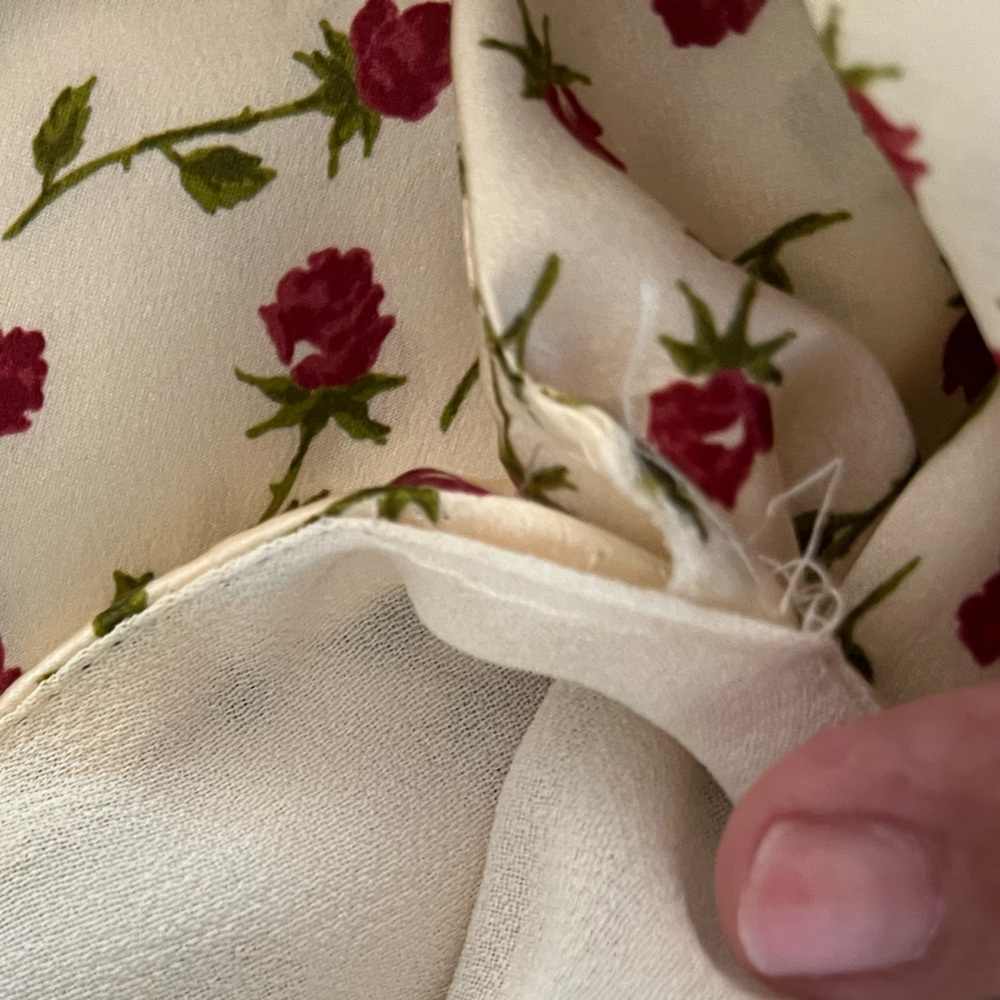 Reformation Madison Top - Silk Cream w/Floral Print Off Shoulder - Picture 16 of 16